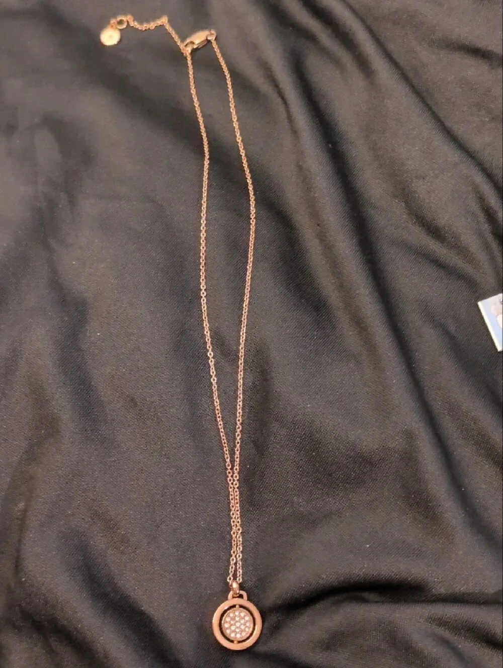 Michael Kors Rose Gold Crystal Circle Pendant Necklace - Women Jewelry